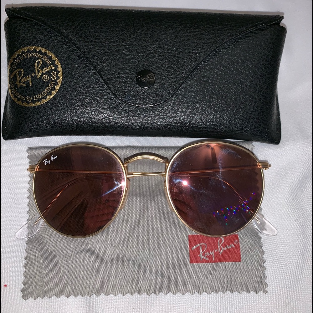 Ray ban round rose gold  sunglasses